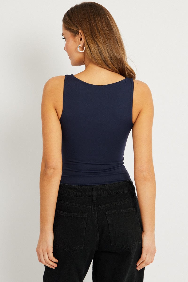 Blue Supersoft Bodysuit Sleeveless for Ally Fashion