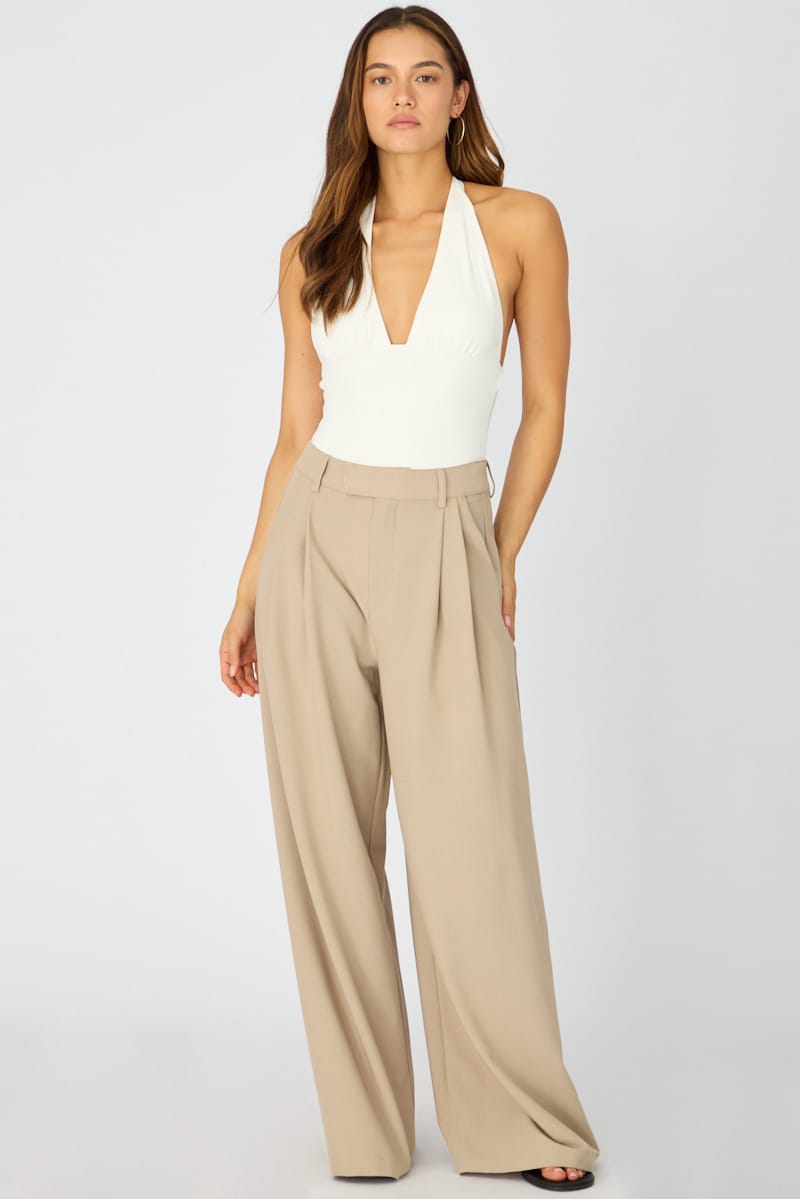 White Supersoft Bodysuit Sleeveless Vneck for Ally Fashion