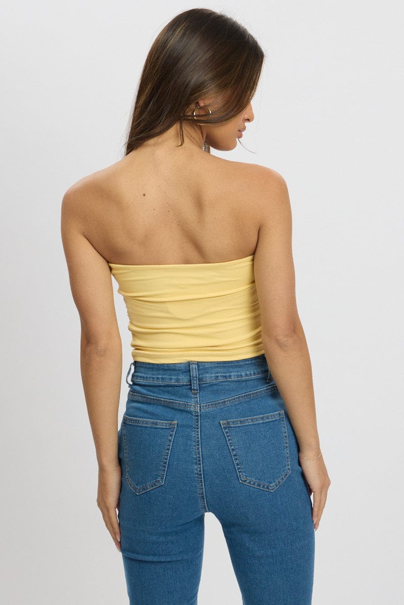 Yellow Bandeau Top Side Rushed Supersoft for Ally Fashion