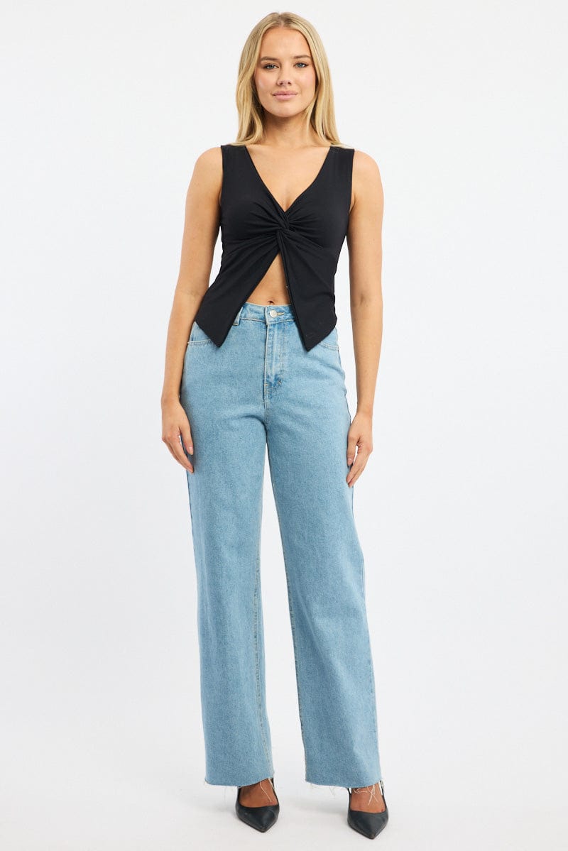 Black Crossover Top Sleeveless for Ally Fashion