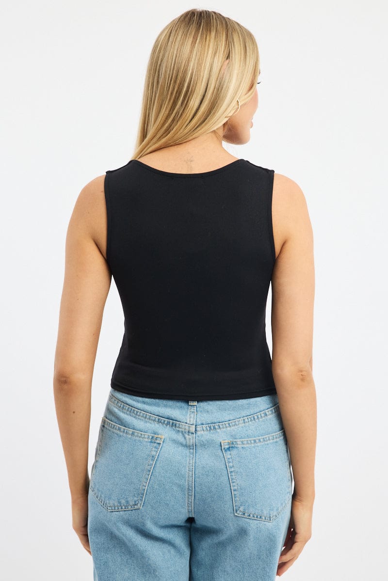 Black Crossover Top Sleeveless for Ally Fashion