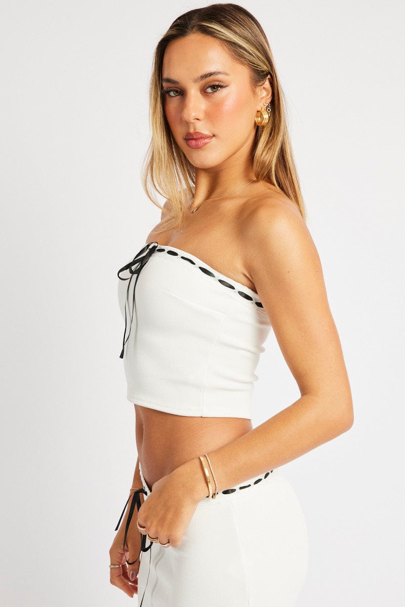 White Tube Top Ribbon Trim for Ally Fashion