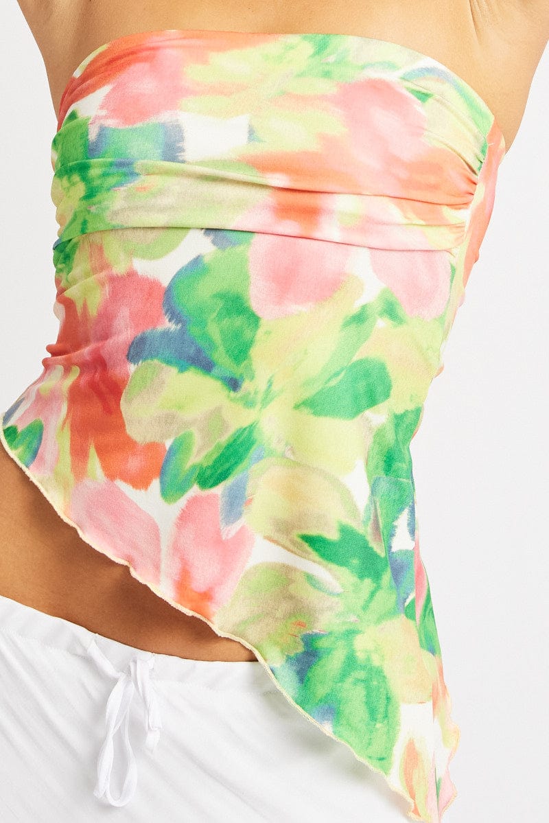 Multi Floral Bandeau Top for Ally Fashion