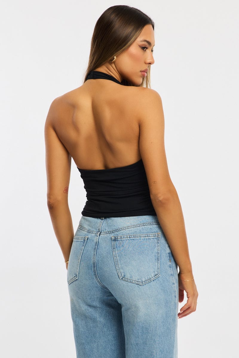Black Halter Neck Top for Ally Fashion
