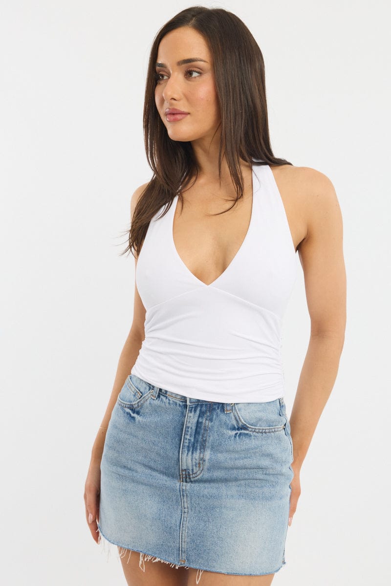 White Halter Neck Top for Ally Fashion