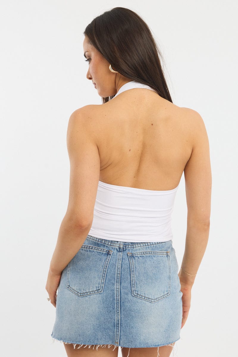 White Halter Neck Top for Ally Fashion