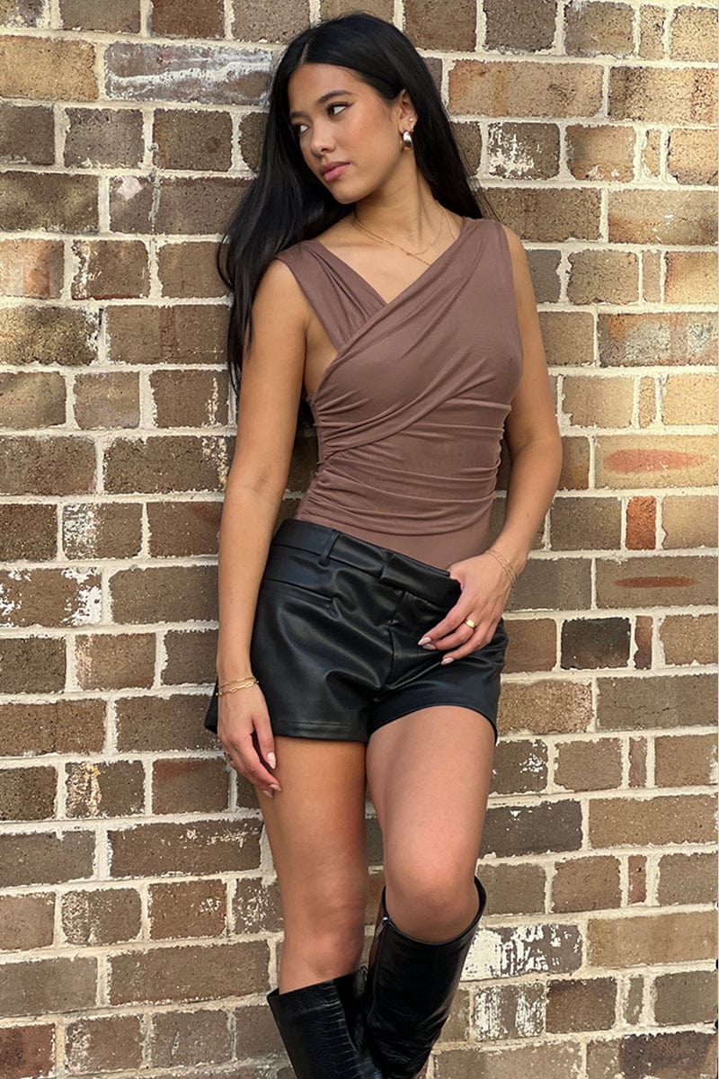 Brown Bodysuit Mesh from Ally Fashion