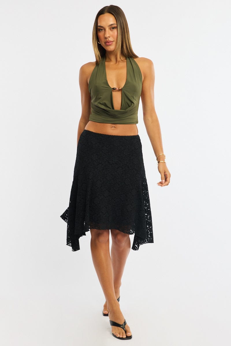 Green Cowl Neck Top Backless for Ally Fashion