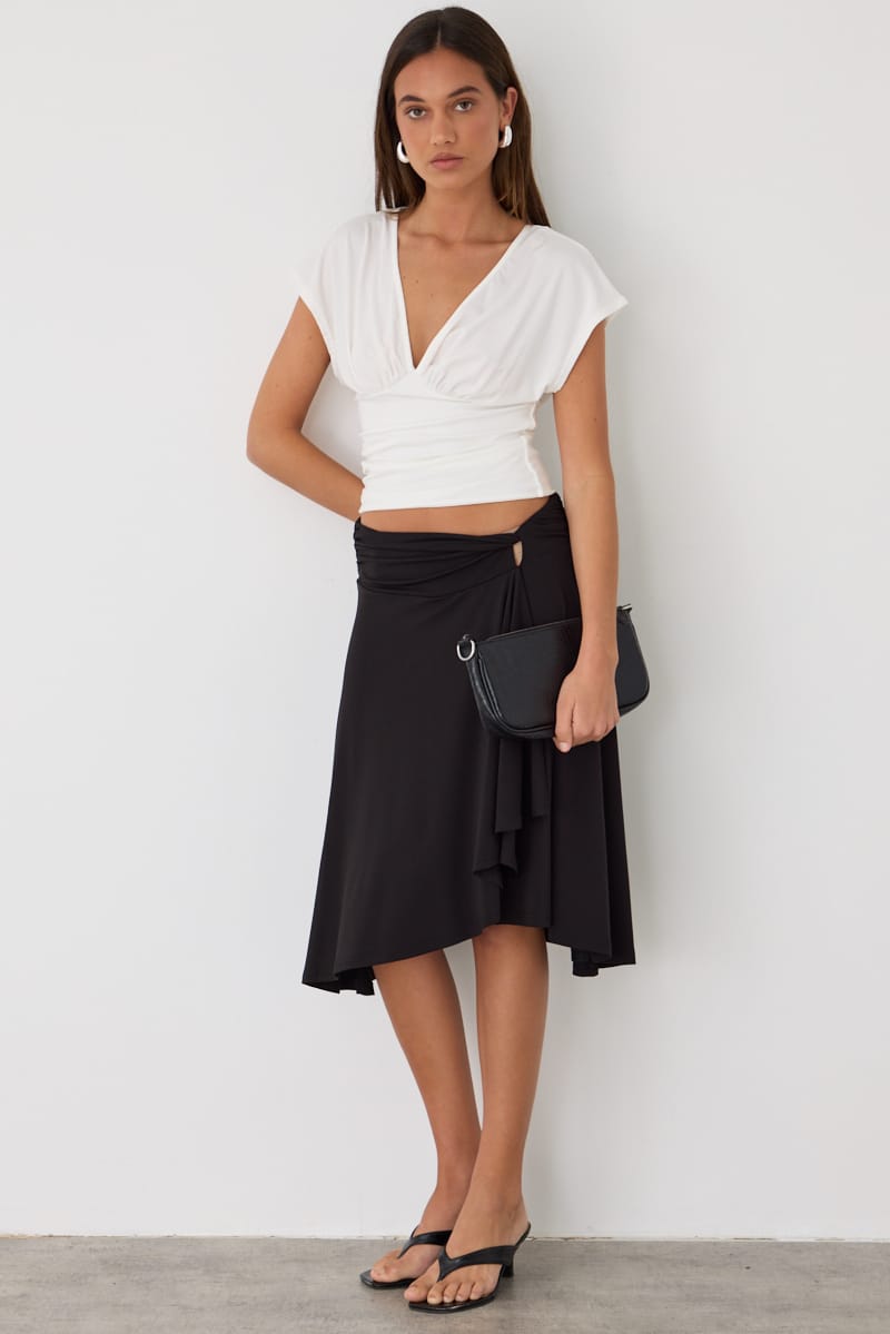 White Short Sleeve V-neck Top for Ally Fashion