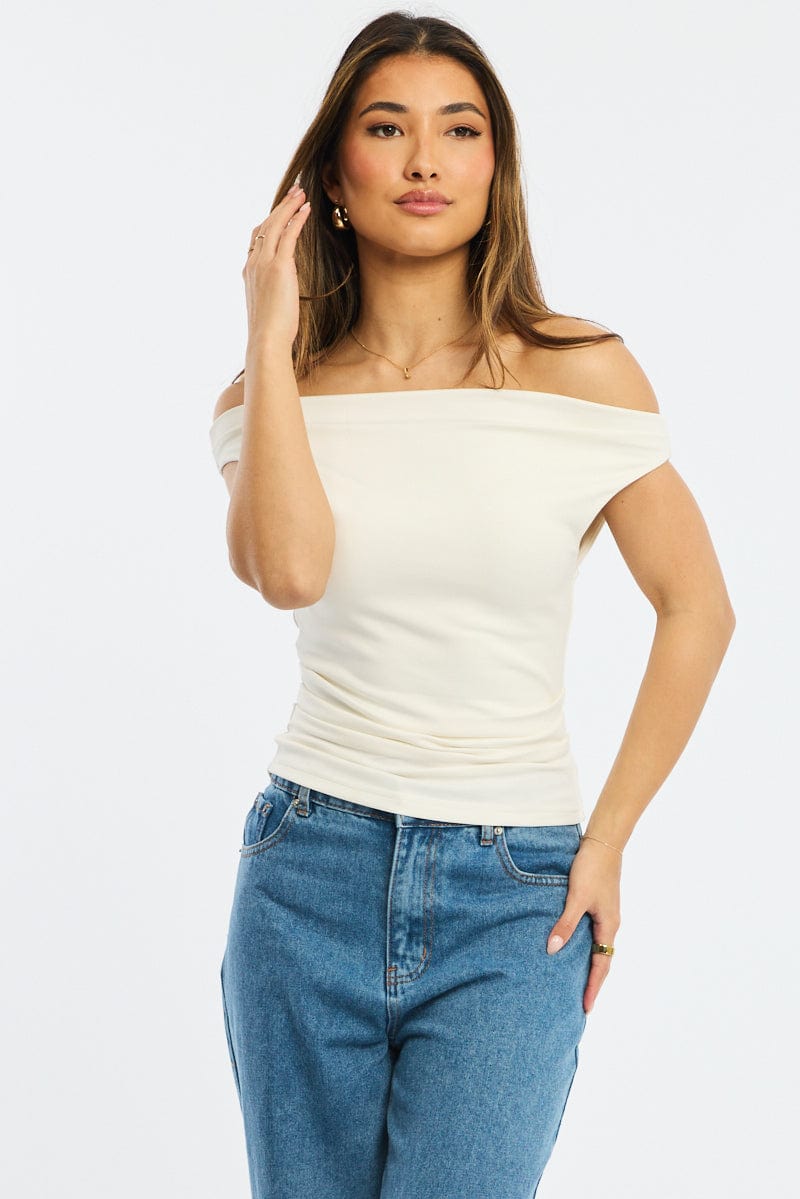 White Off Shoulder Top for Ally Fashion