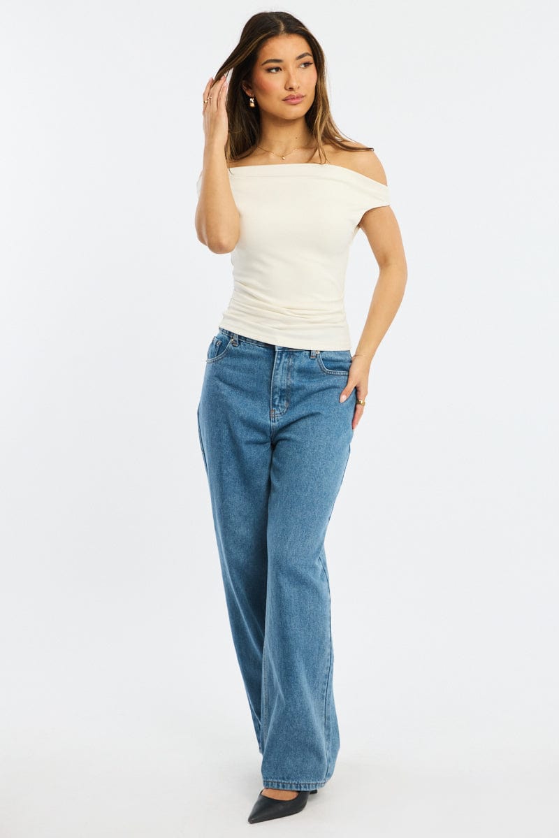 White Off Shoulder Top for Ally Fashion