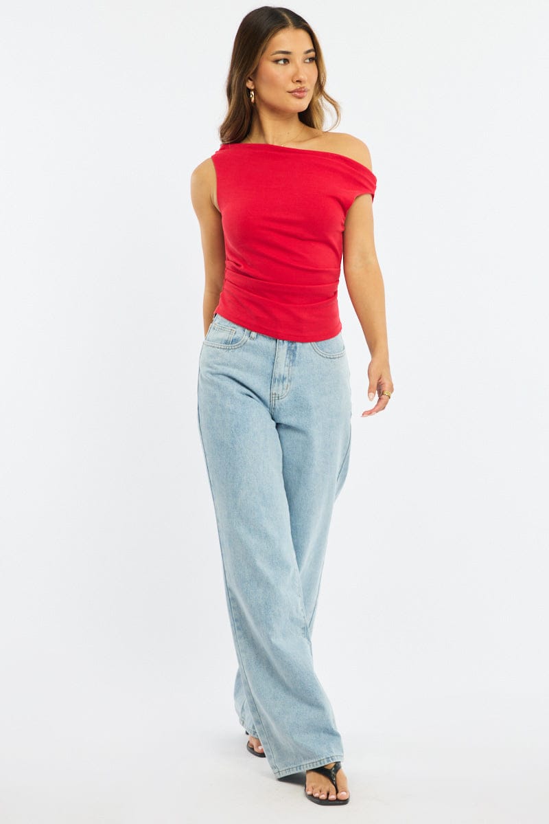 Red Off Shoulder Top for Ally Fashion