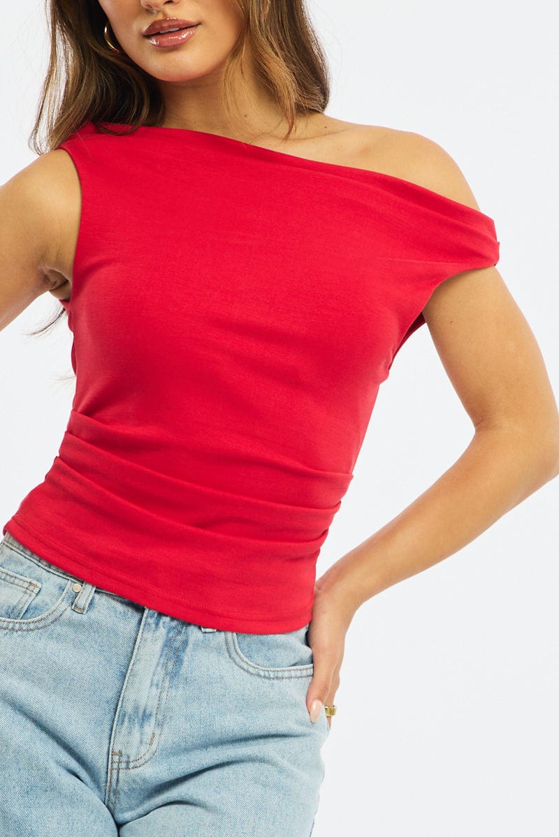 Red Off Shoulder Top for Ally Fashion