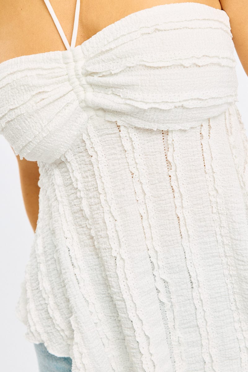White Halter Top Sleeveless for Ally Fashion