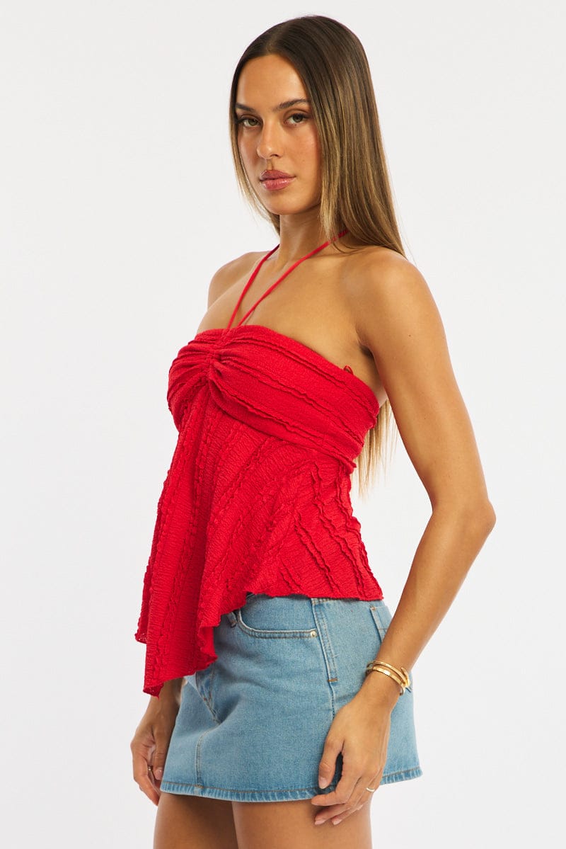 Red Halter Top Sleeveless for Ally Fashion