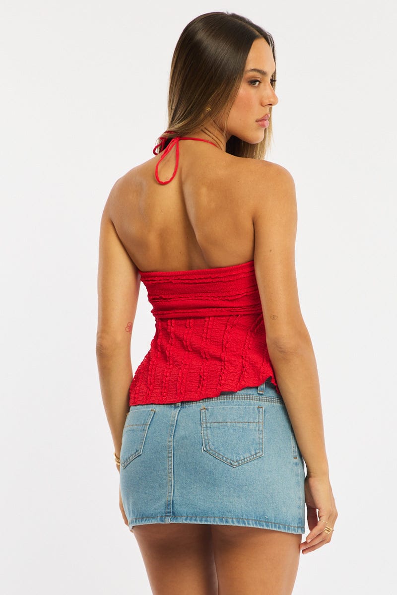 Red Halter Top Sleeveless for Ally Fashion