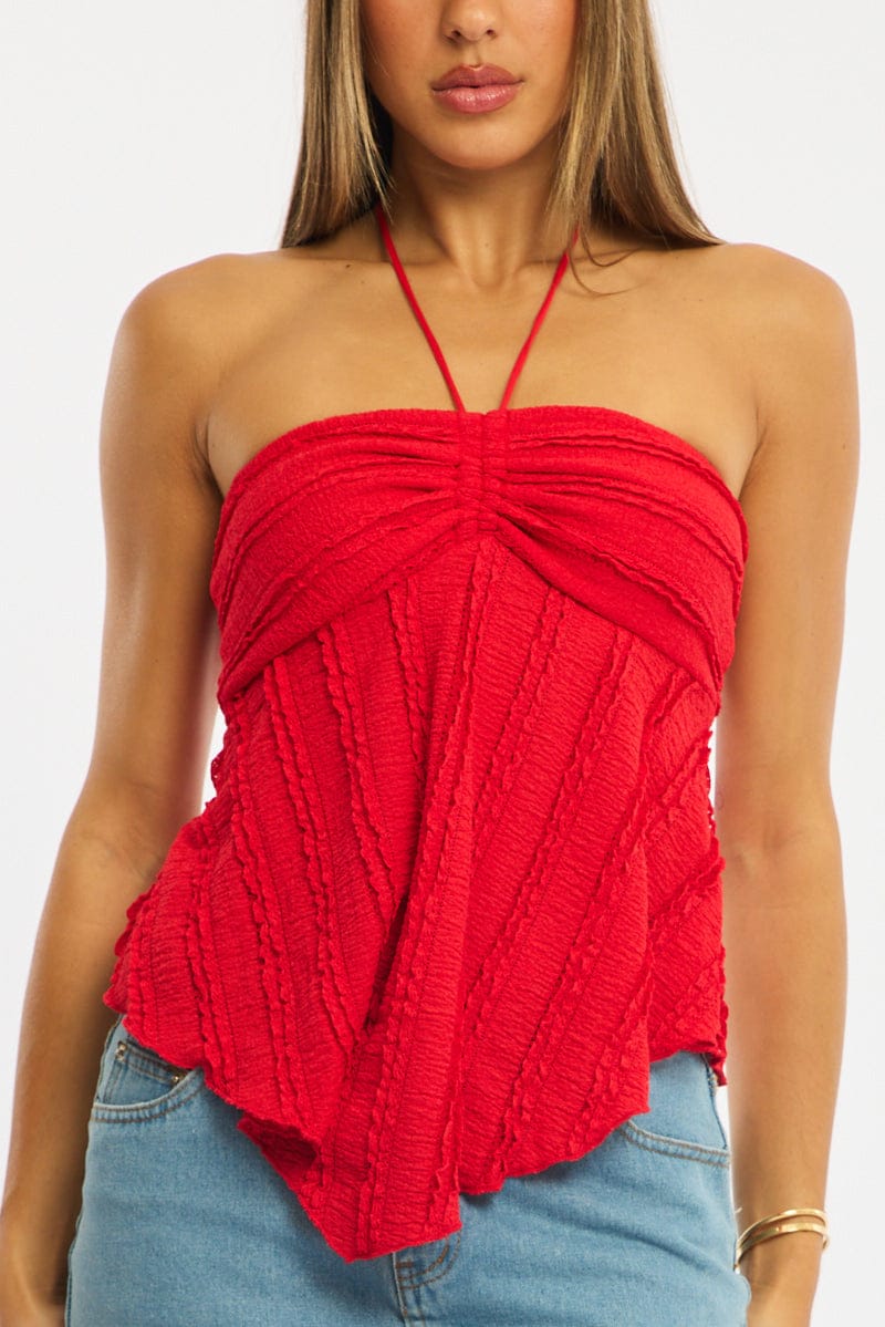 Red Halter Top Sleeveless for Ally Fashion