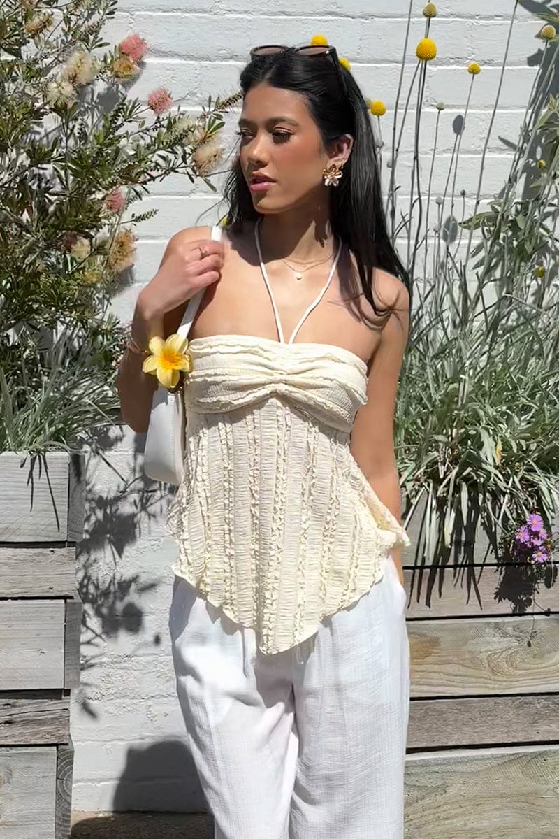 Yellow Halter Top Sleeveless for Ally Fashion
