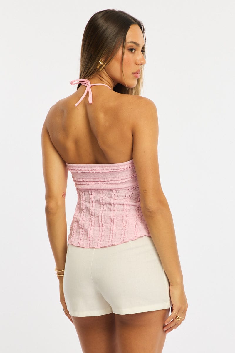 Pink Halter Top Sleeveless for Ally Fashion