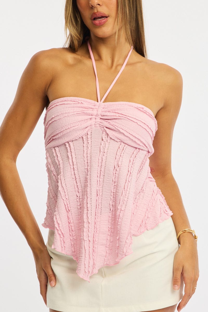 Pink Halter Top Sleeveless for Ally Fashion