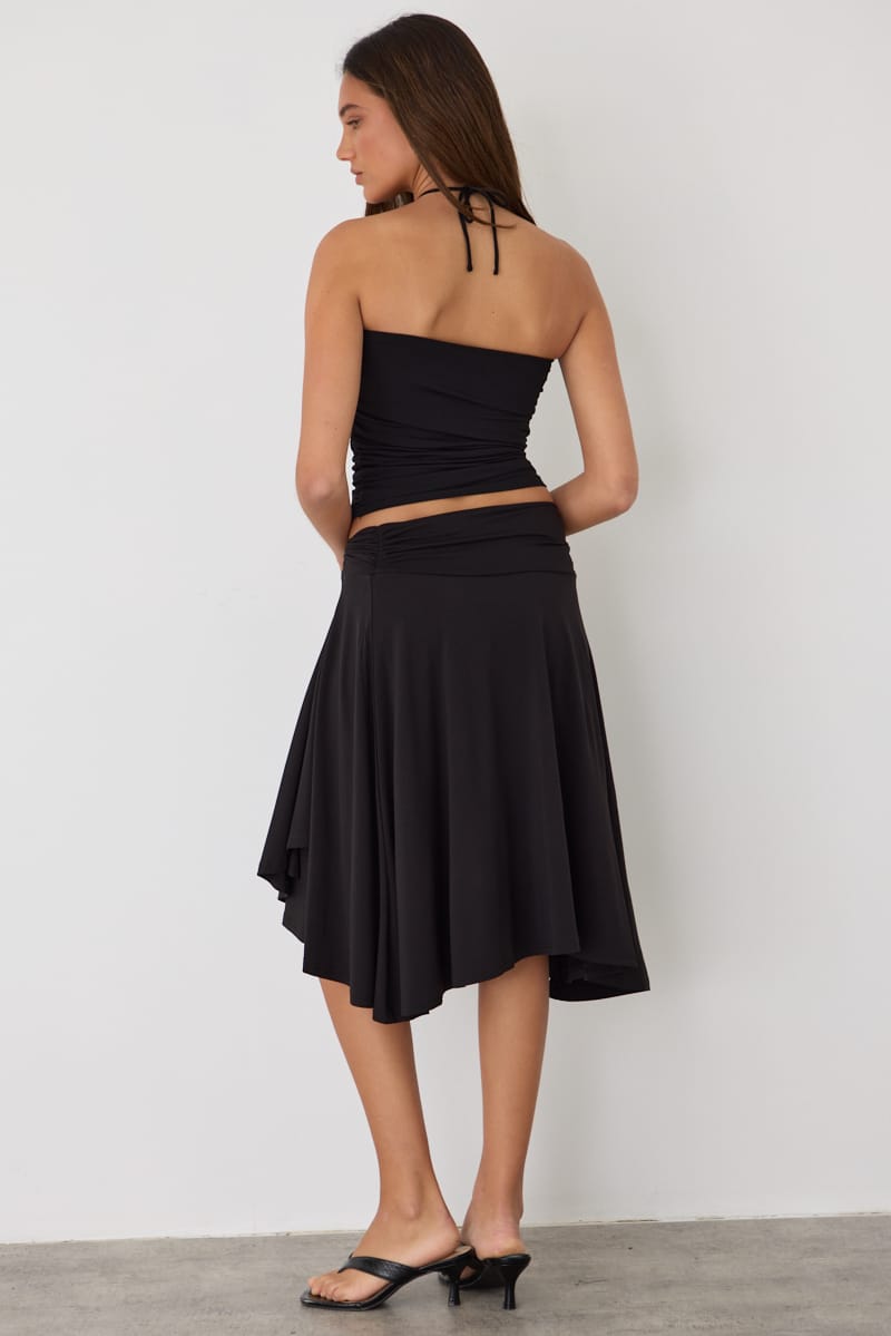 Black Ruched Halter Tie Top for Ally Fashion