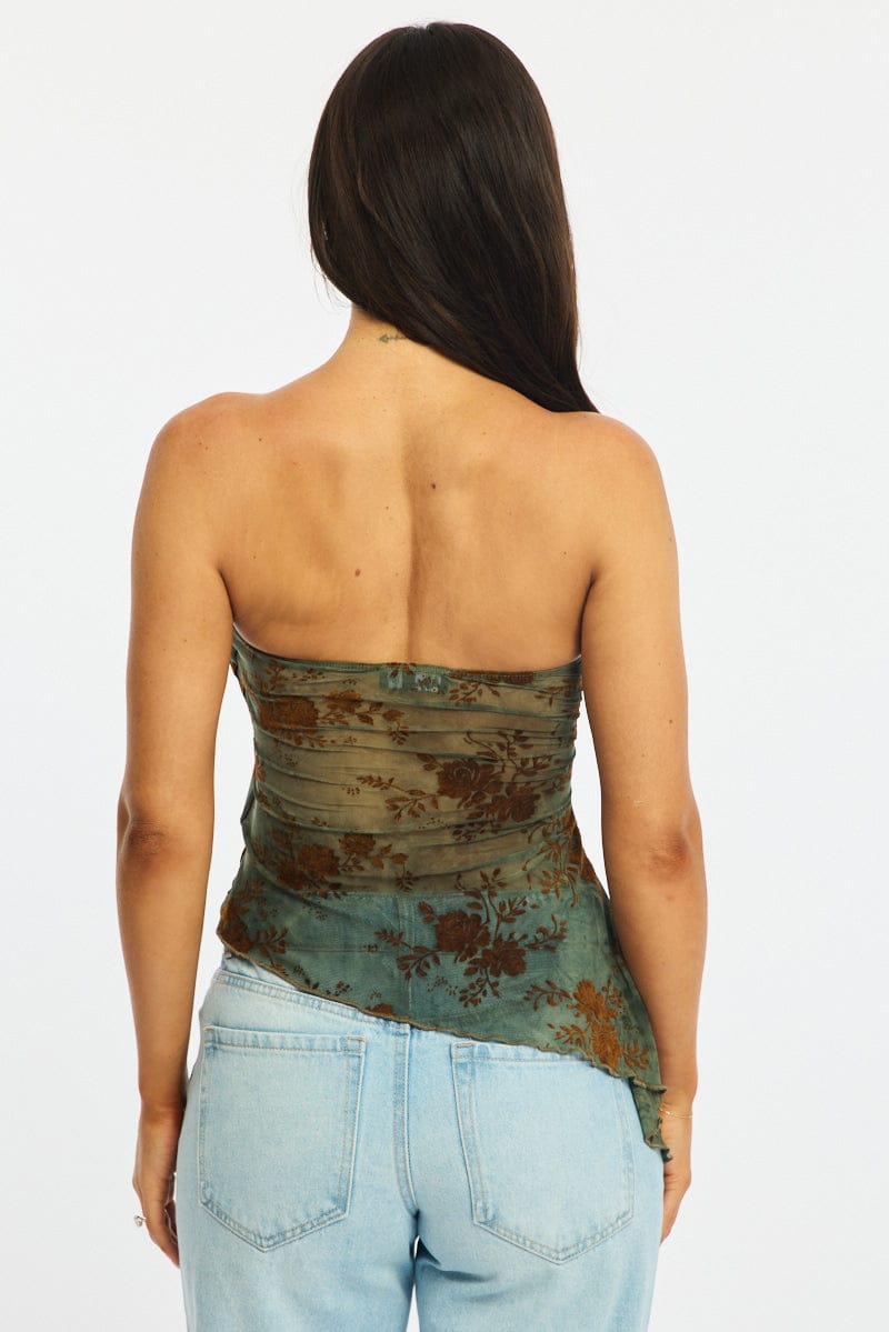 Green Bandeau Strapless Burnout for Ally Fashion
