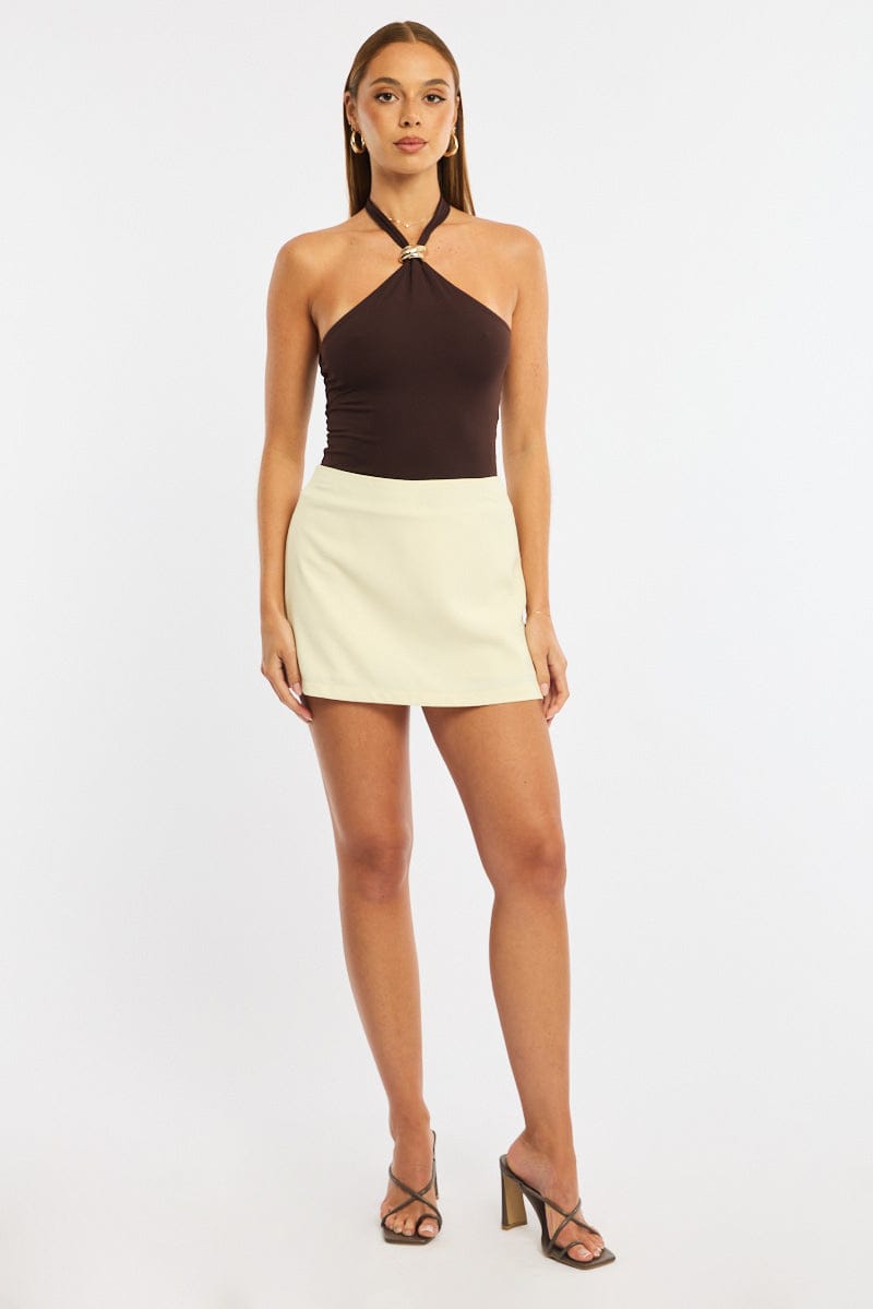 Brown Halter Neck Top for Ally Fashion