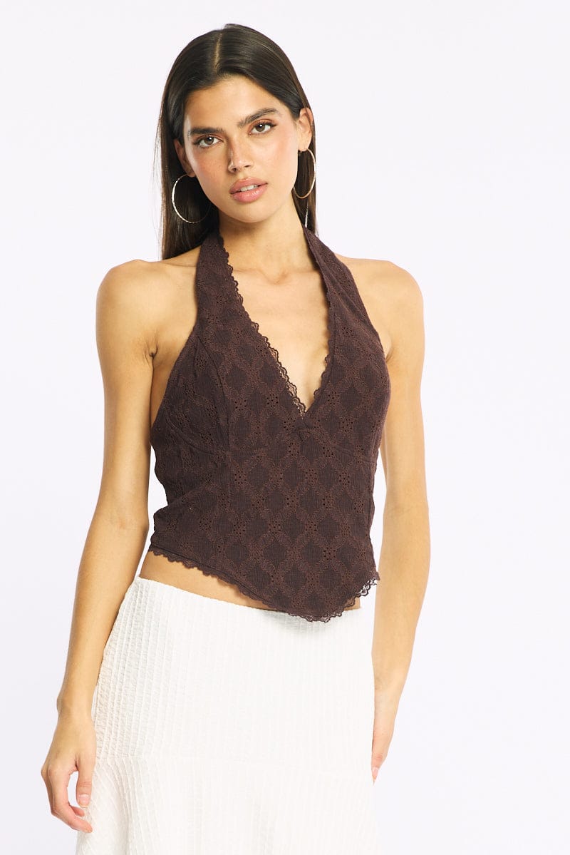 Brown Lace Corset Top for Ally Fashion