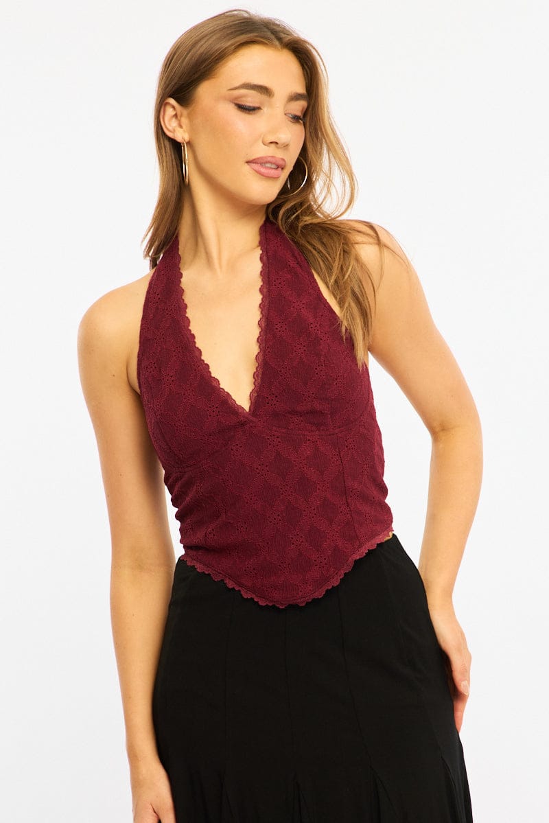 Red Lace Corset Top for Ally Fashion