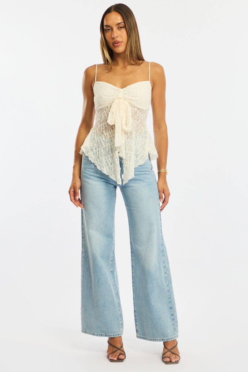 White Singlet Top Lace for Ally Fashion