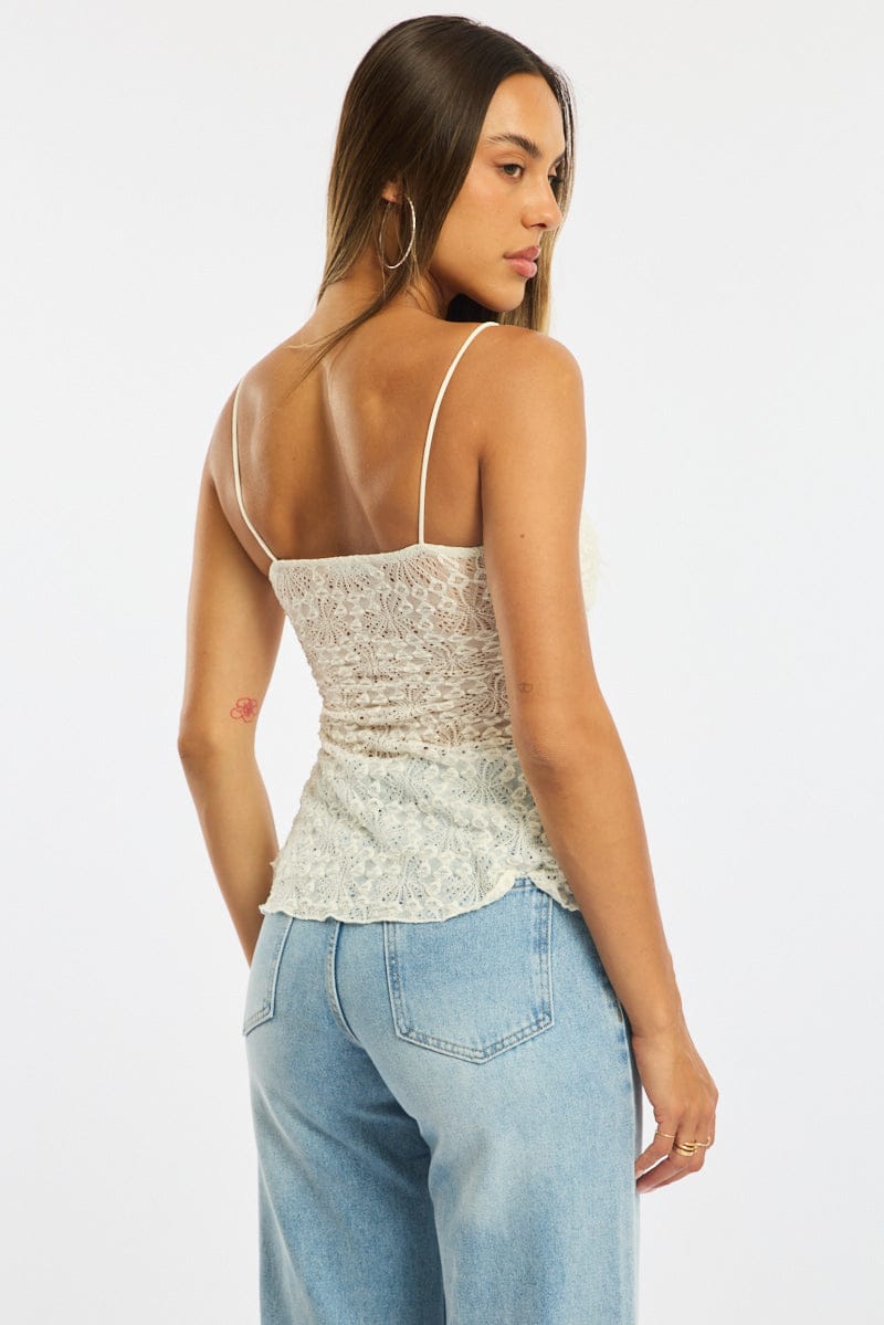 White Singlet Top Lace for Ally Fashion