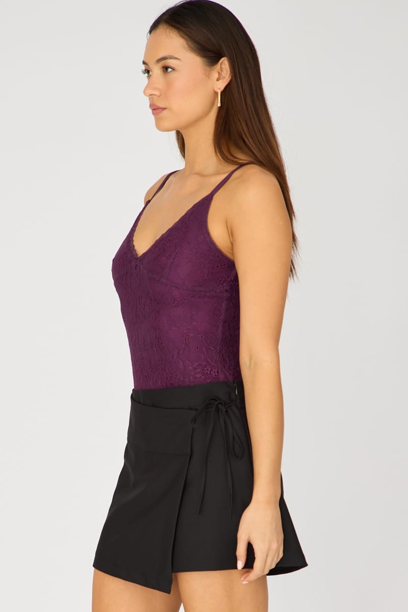Purple Lace Bodysuit Sleeveless for Ally Fashion