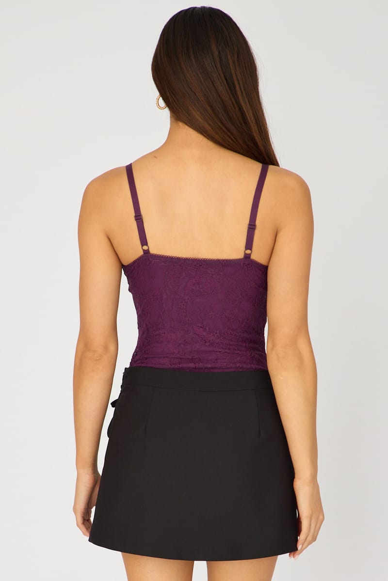 Purple Lace Bodysuit Sleeveless for Ally Fashion