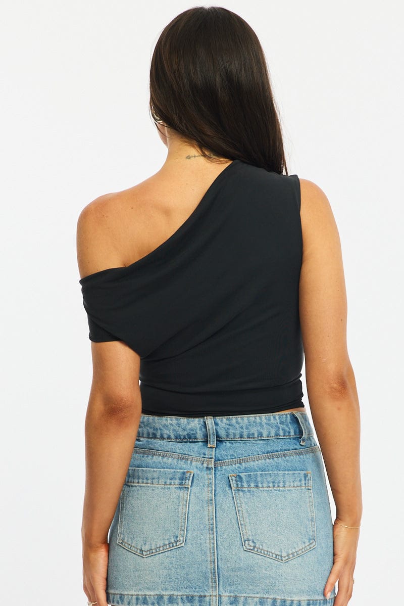 Black One Shoulder Top for Ally Fashion