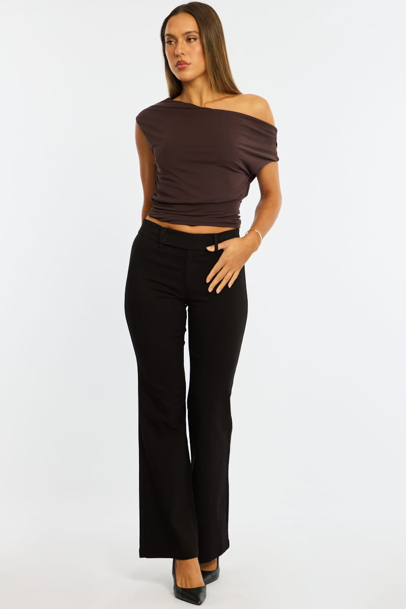 Brown One Shoulder Top for Ally Fashion