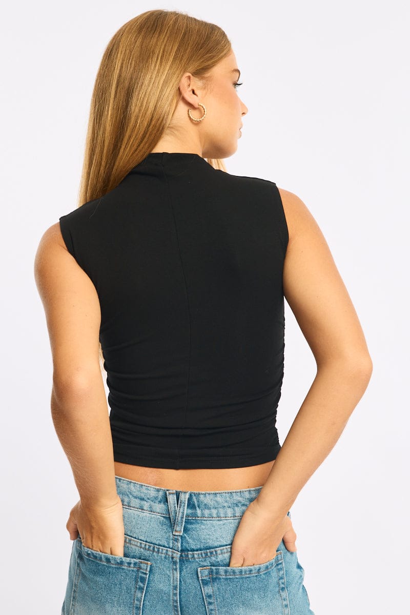 Black High Neck Top Sleeveless for Ally Fashion