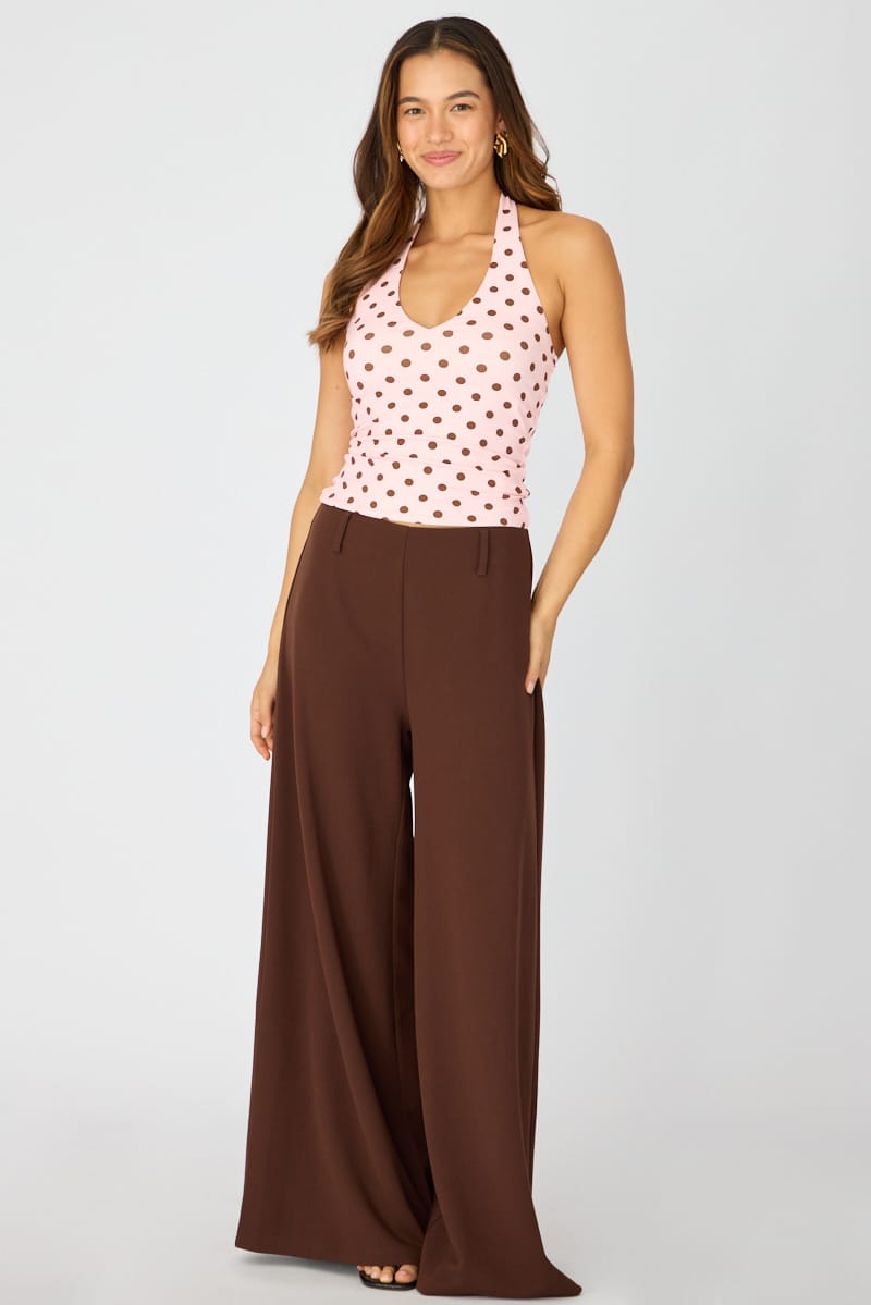 Pink Polka Dot Halter Top Polka Dot for Ally Fashion