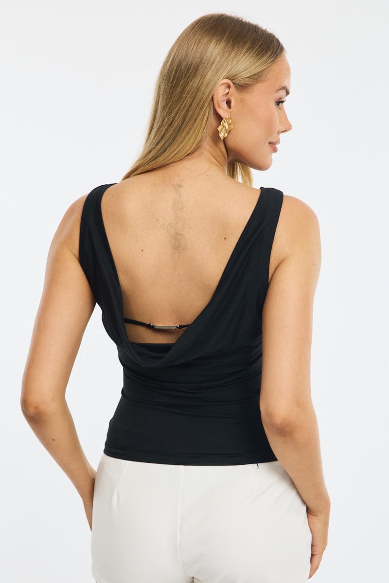 Black Tank Top Cowl Back for Ally Fashion