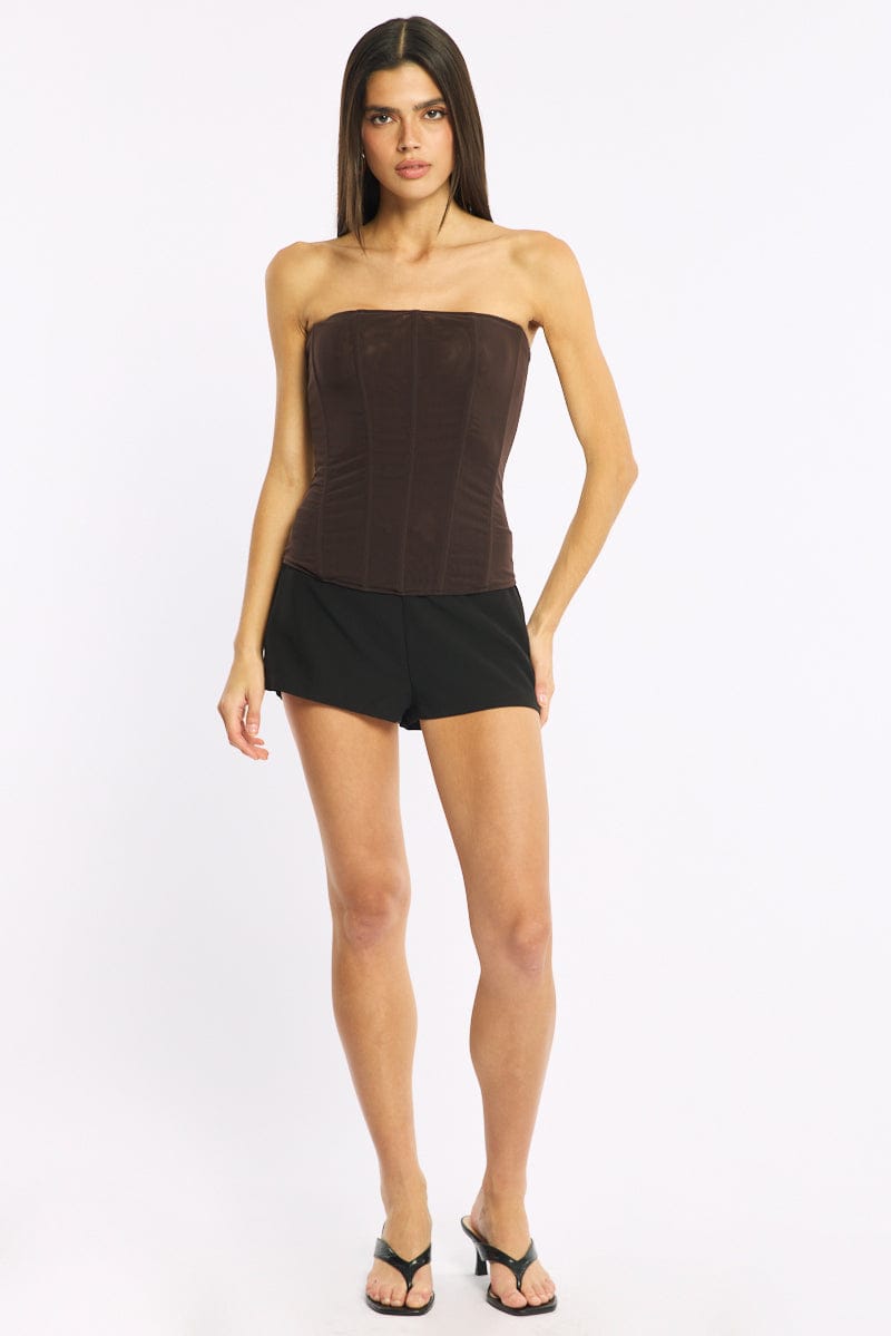 Brown Corset Top Sleeveless for Ally Fashion
