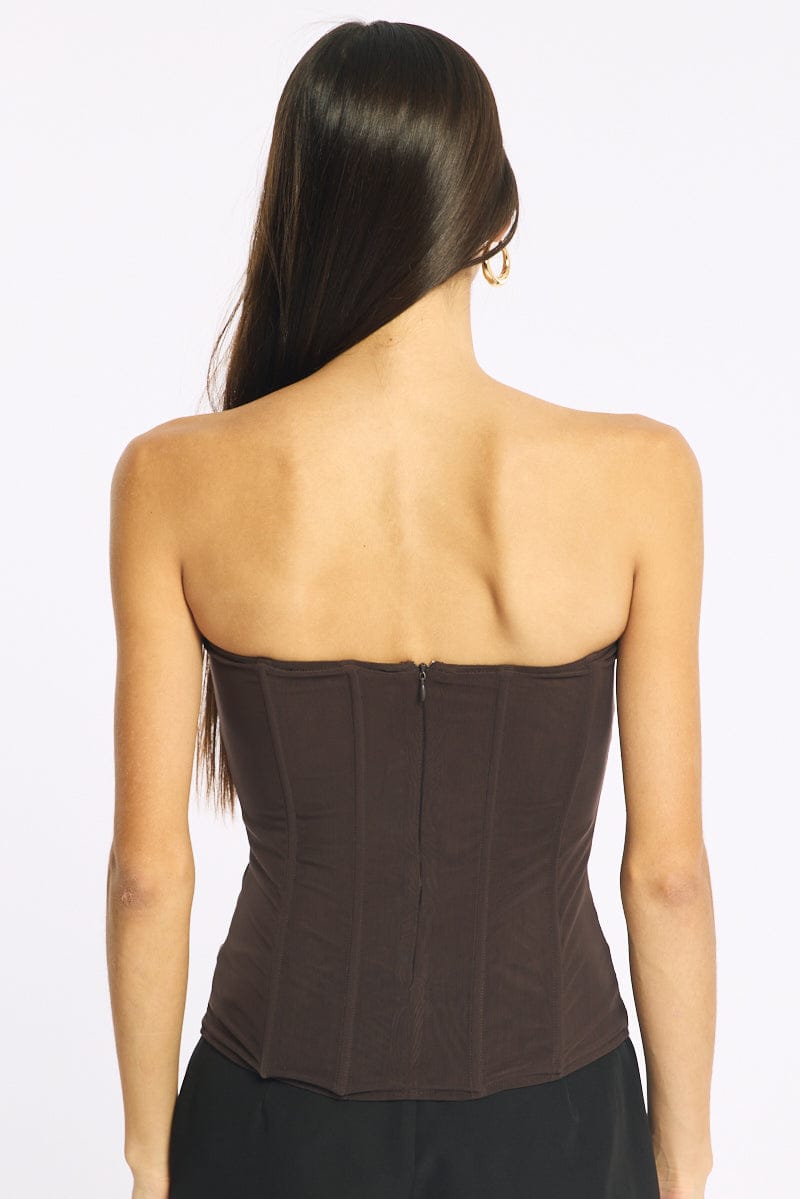 Brown Corset Top Sleeveless for Ally Fashion