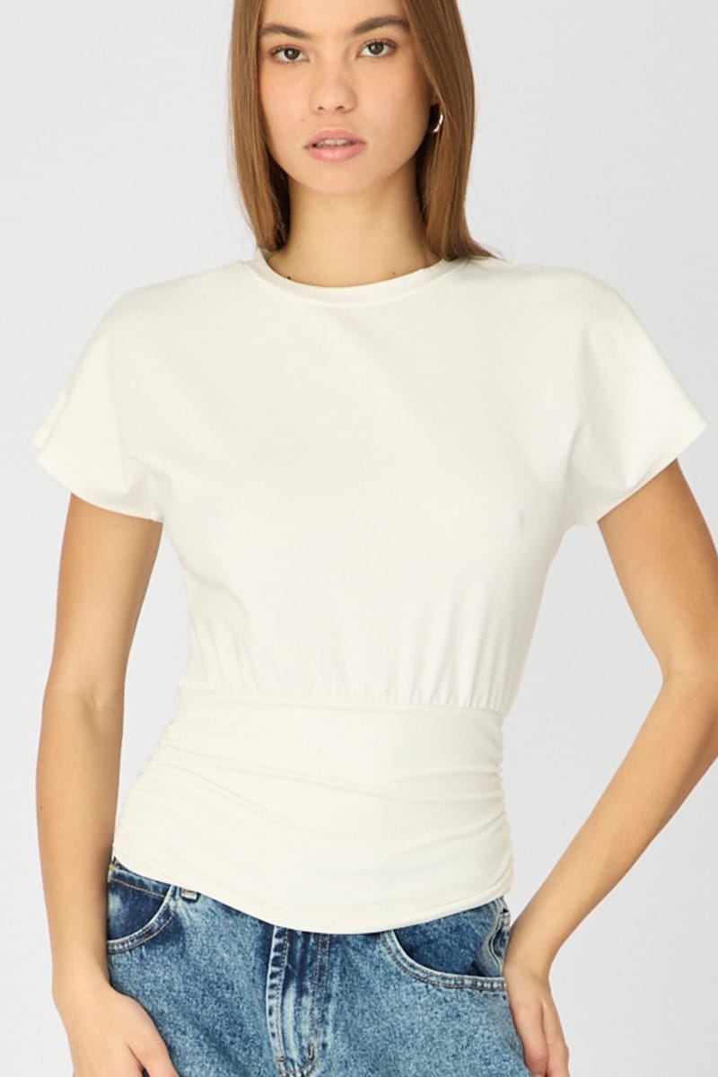White Boat Neck Short Sleeve Top for Ally Fashion