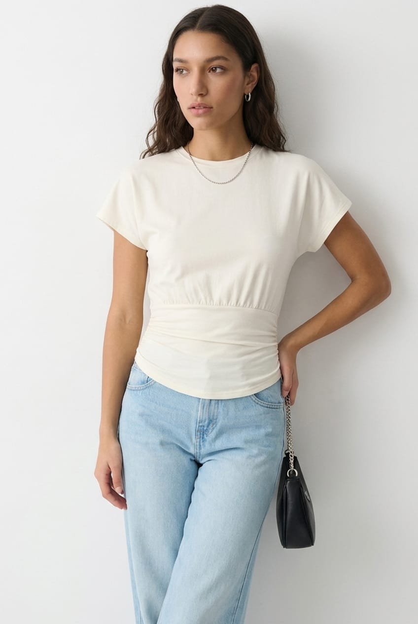 White Boat Neck Short Sleeve Top for Ally Fashion