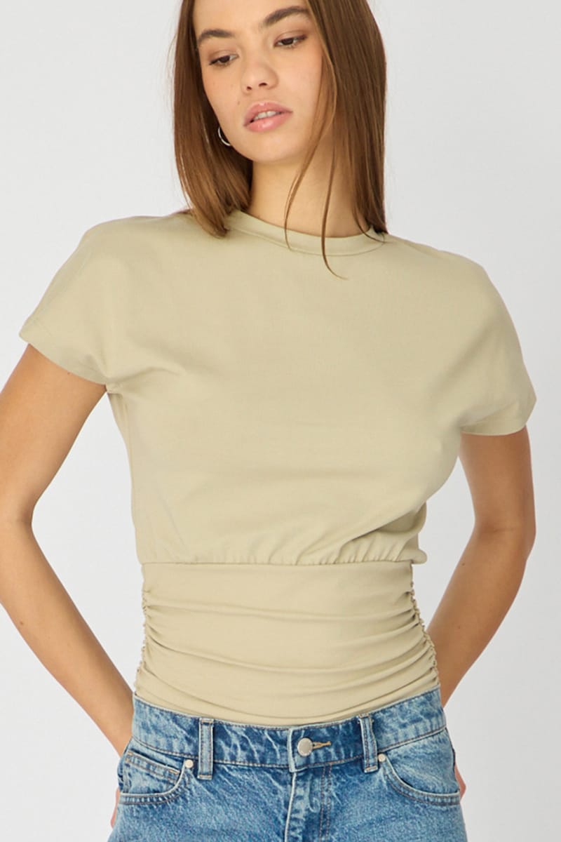 Green Boat-Neck Short-Sleeve Top from Ally Fashion
