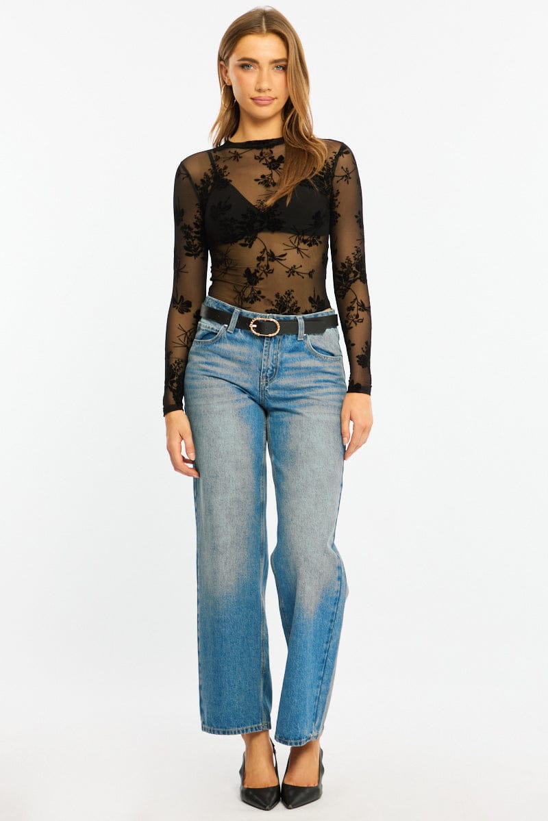 Black Bodysuit Long Sleeve for Ally Fashion