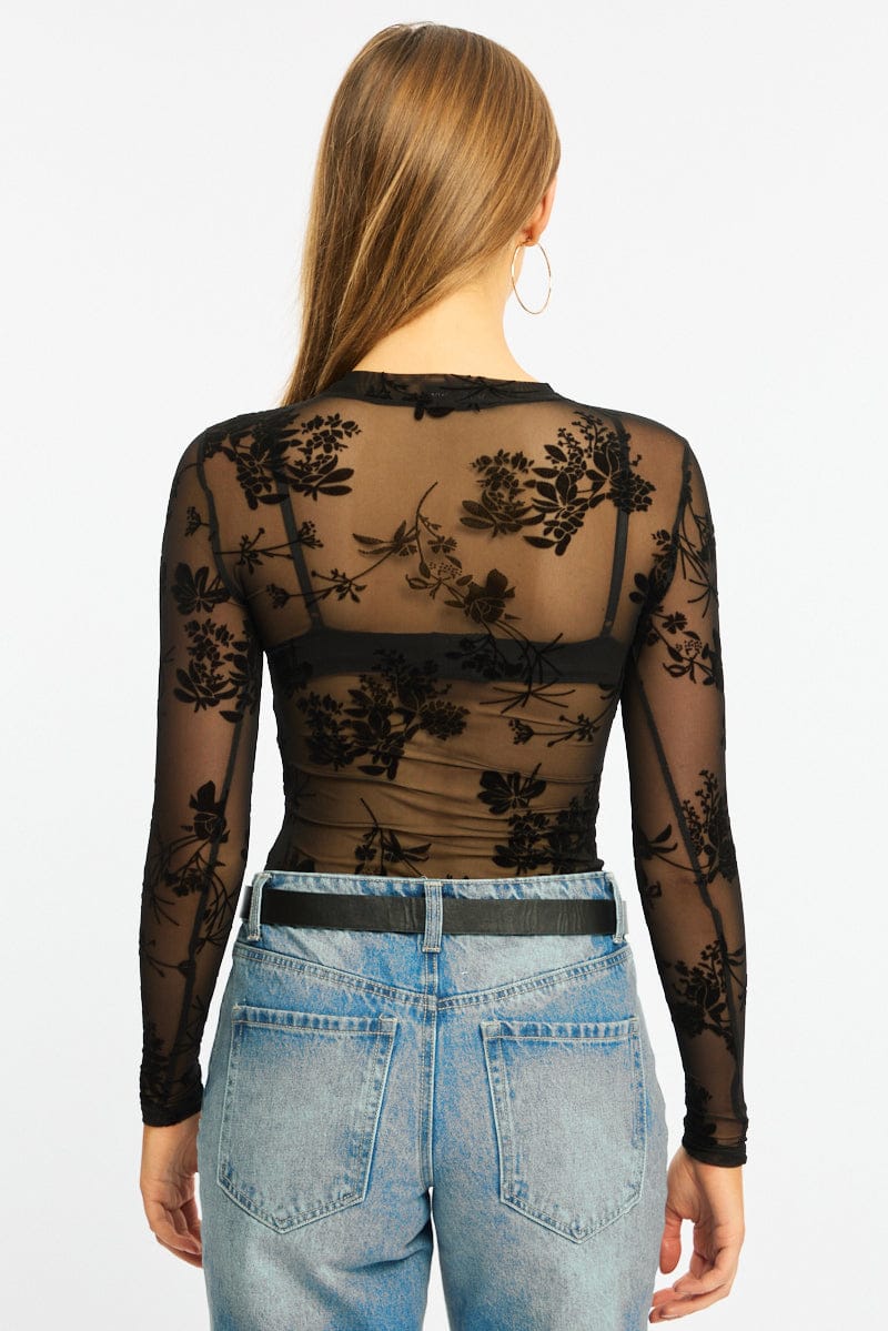 Black Bodysuit Long Sleeve for Ally Fashion
