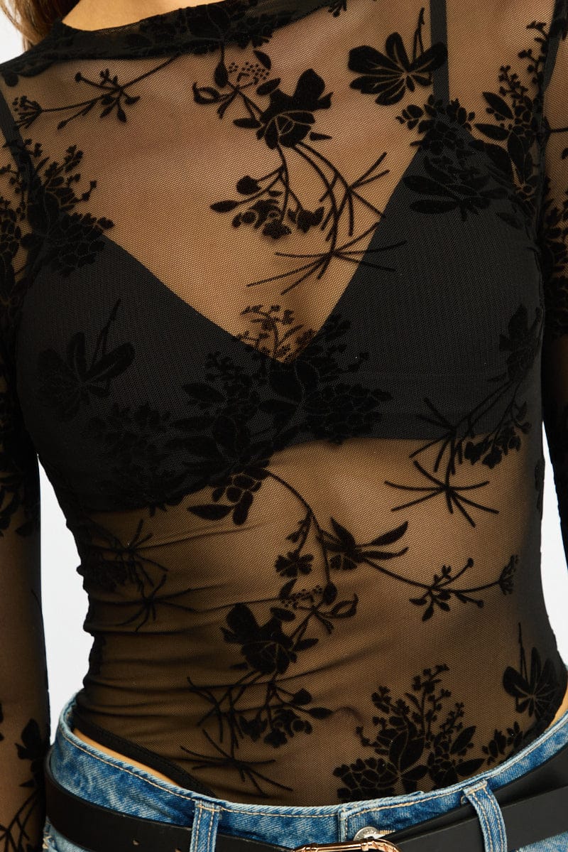 Black Bodysuit Long Sleeve for Ally Fashion