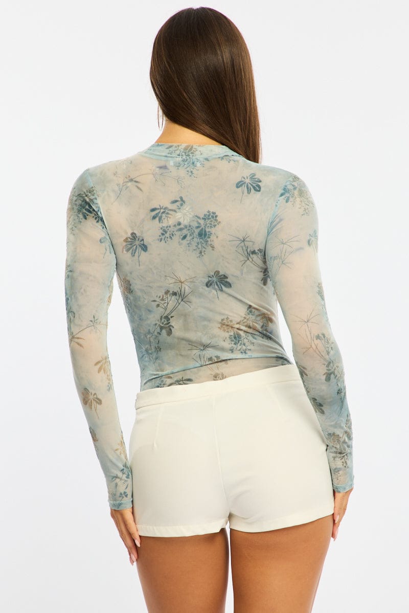 Blue Bodysuit Long Sleeve for Ally Fashion