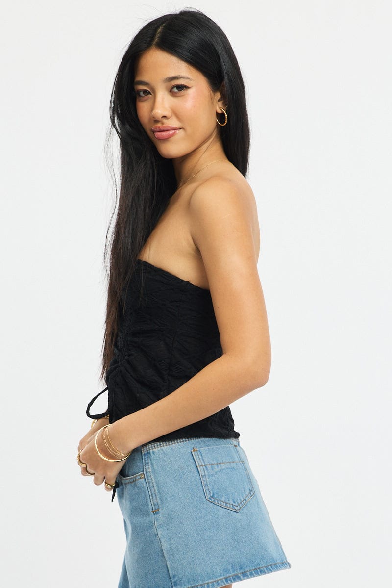 Black Boob Tube Top Textured for Ally Fashion