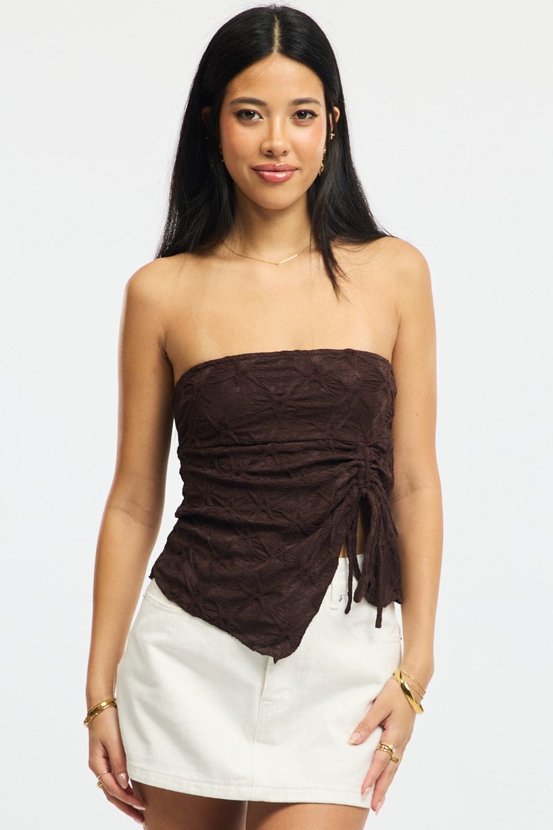 Brown Boob Tube Top Textured for Ally Fashion