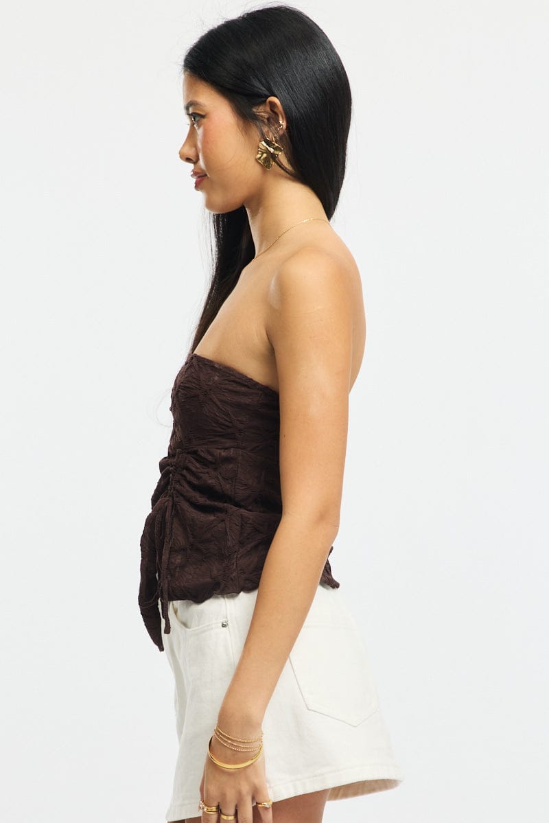 Brown Boob Tube Top Textured for Ally Fashion